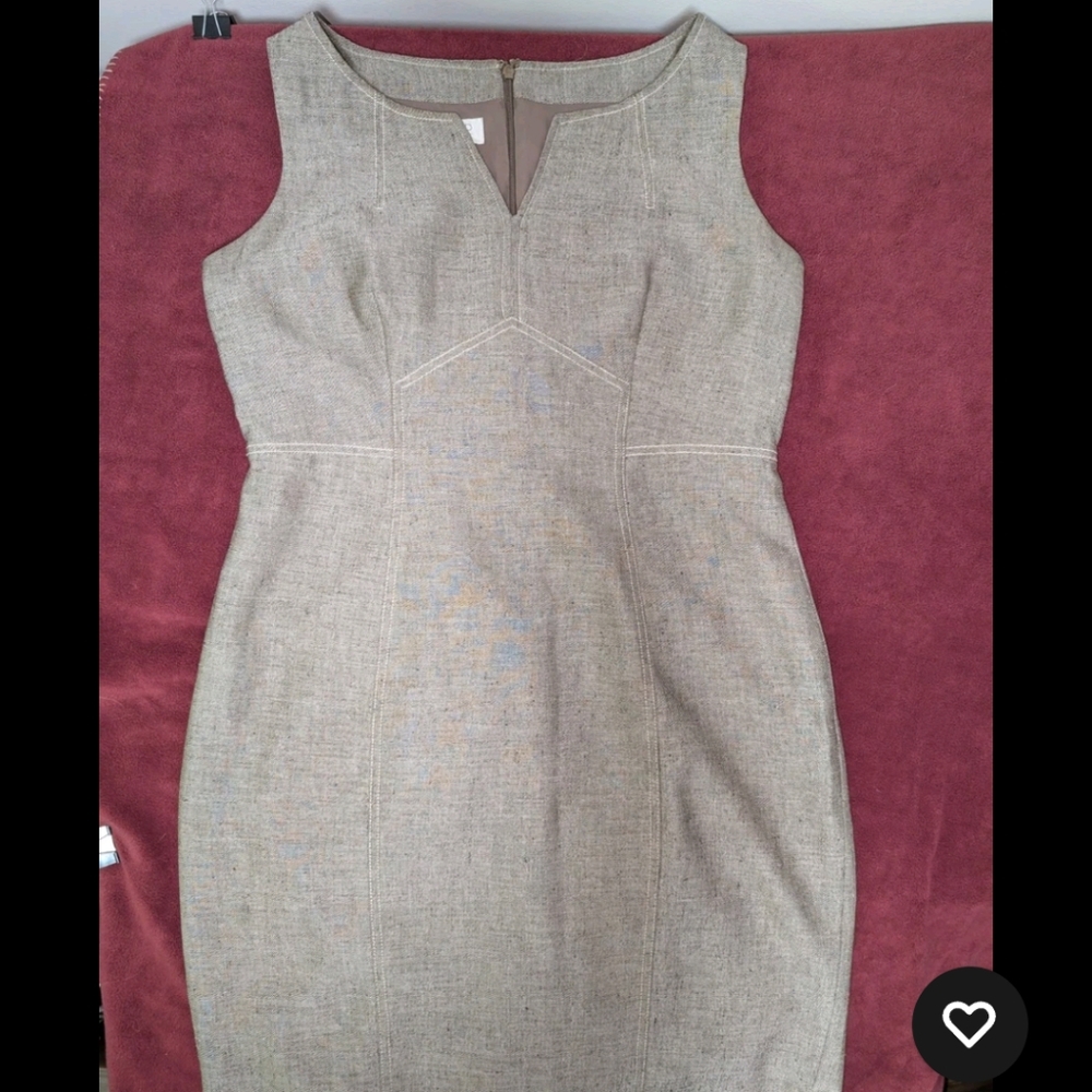 Kasper Sheath Dress Gray Women's 14 Textured Knit V-Neck Sleeveless Zip Back
